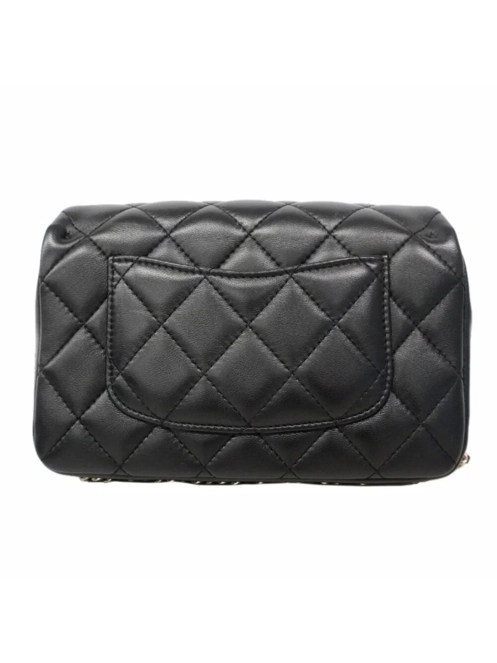 Chanel Shoulder Bag Mini Quilted Lambskin Black Champagne Gold